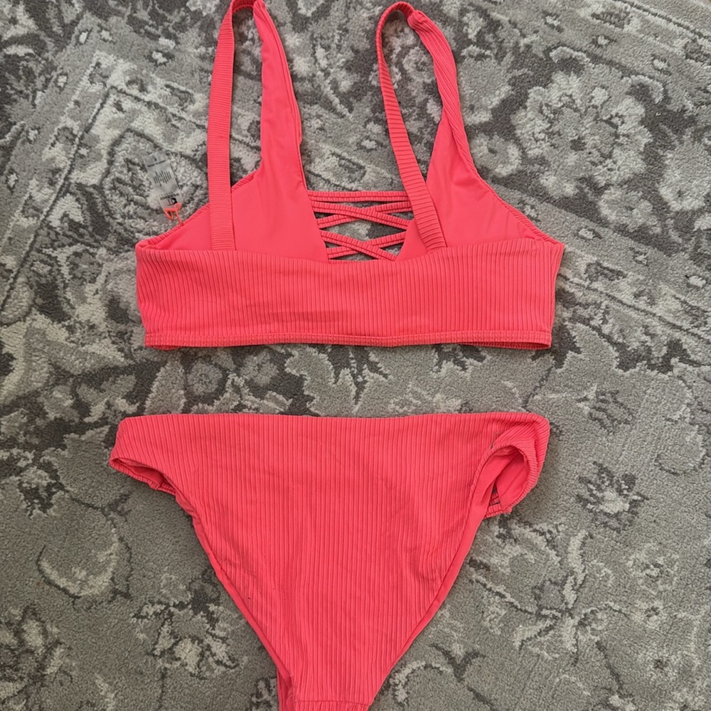 Pink Ribbed Bikini Set - Picture 4 of 5